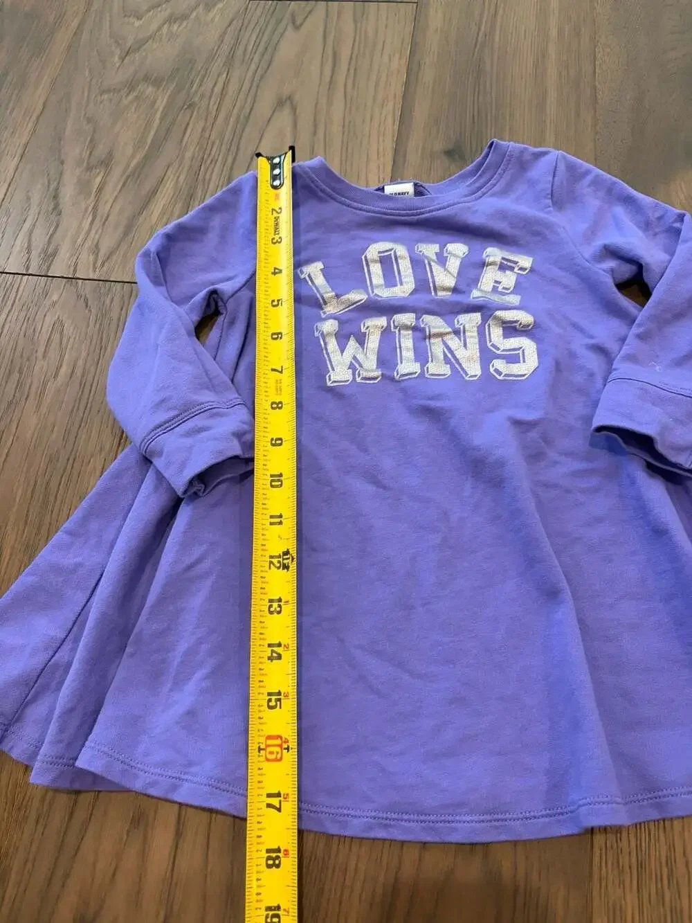 Old Navy Purple LOVE WINS Long Sleeve Swing Dress